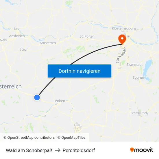 Wald am Schoberpaß to Perchtoldsdorf map