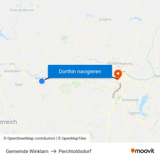 Gemeinde Winklarn to Perchtoldsdorf map
