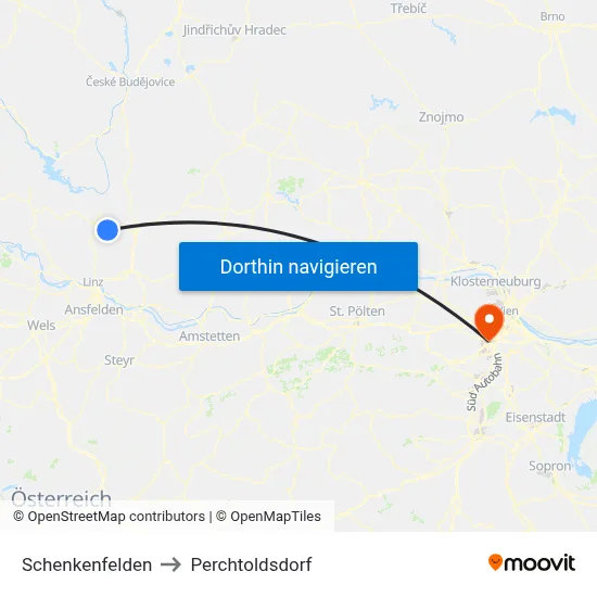 Schenkenfelden to Perchtoldsdorf map