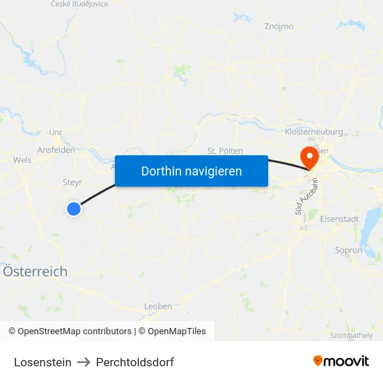 Losenstein to Perchtoldsdorf map