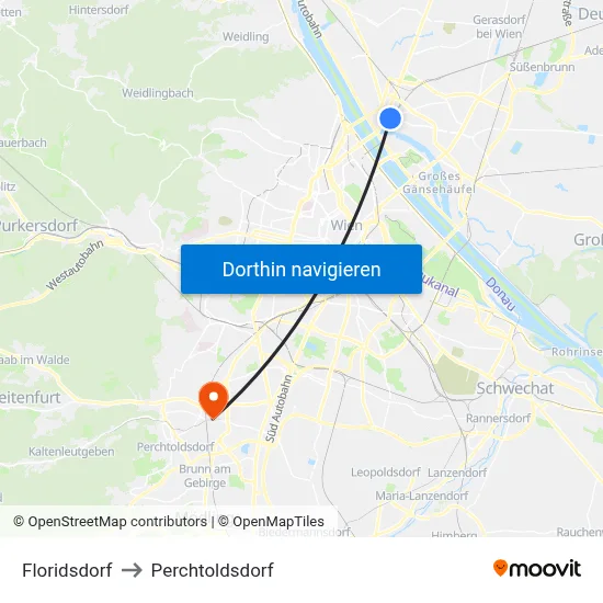Floridsdorf to Perchtoldsdorf map