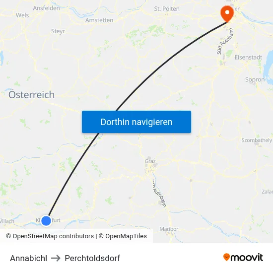 Annabichl to Perchtoldsdorf map