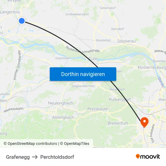 Grafenegg to Perchtoldsdorf map