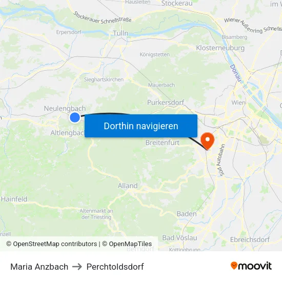 Maria Anzbach to Perchtoldsdorf map