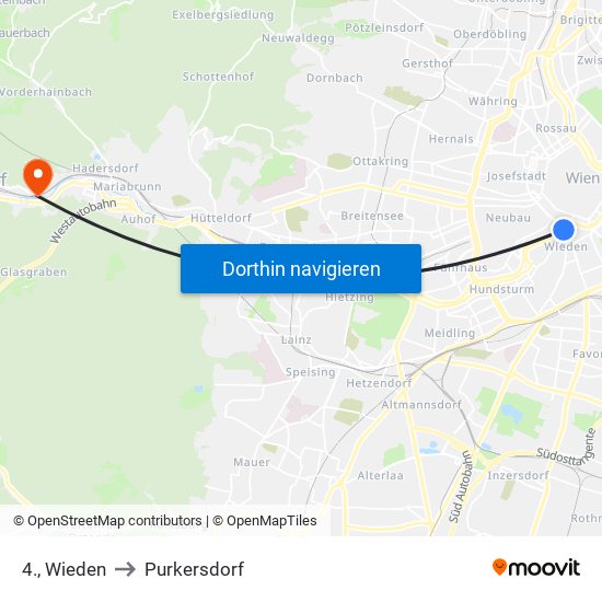 4., Wieden to Purkersdorf map