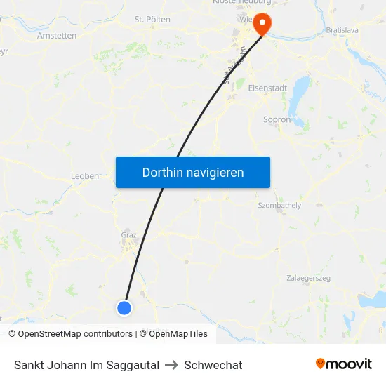 Sankt Johann Im Saggautal to Schwechat map