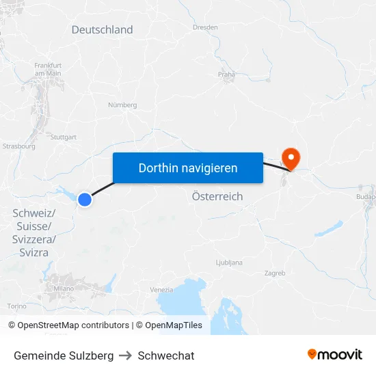 Gemeinde Sulzberg to Schwechat map