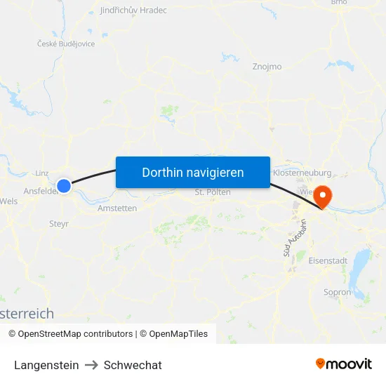 Langenstein to Schwechat map