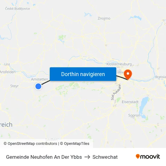 Gemeinde Neuhofen An Der Ybbs to Schwechat map