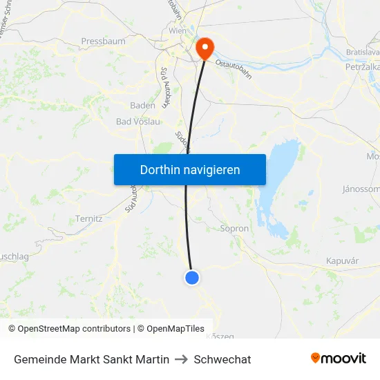 Gemeinde Markt Sankt Martin to Schwechat map