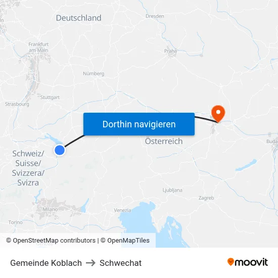 Gemeinde Koblach to Schwechat map