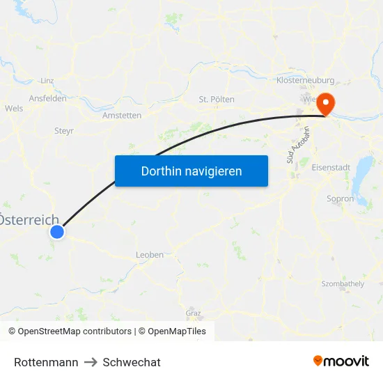 Rottenmann to Schwechat map
