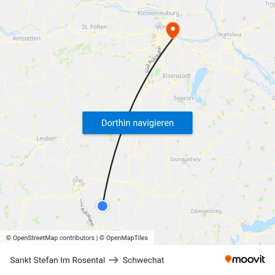 Sankt Stefan Im Rosental to Schwechat map