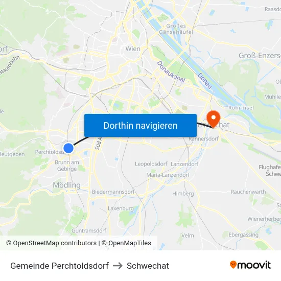 Gemeinde Perchtoldsdorf to Schwechat map