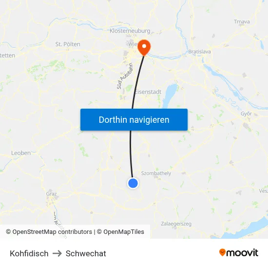 Kohfidisch to Schwechat map