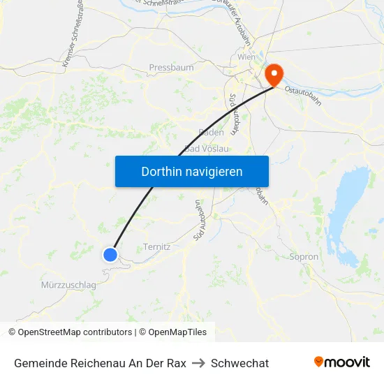 Gemeinde Reichenau An Der Rax to Schwechat map