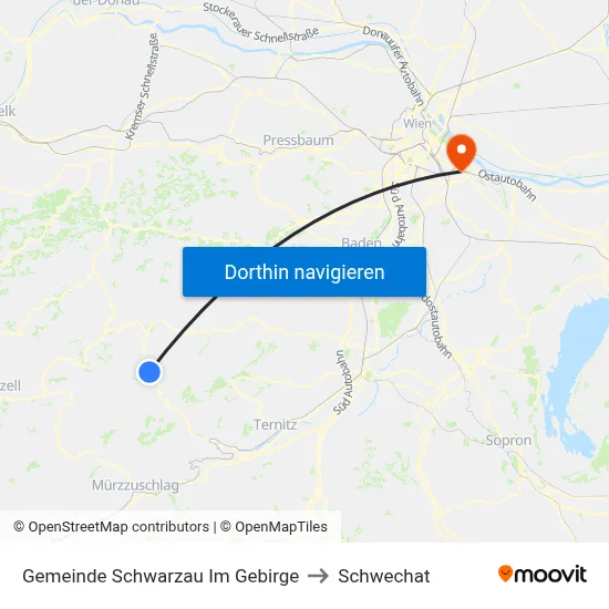 Gemeinde Schwarzau Im Gebirge to Schwechat map