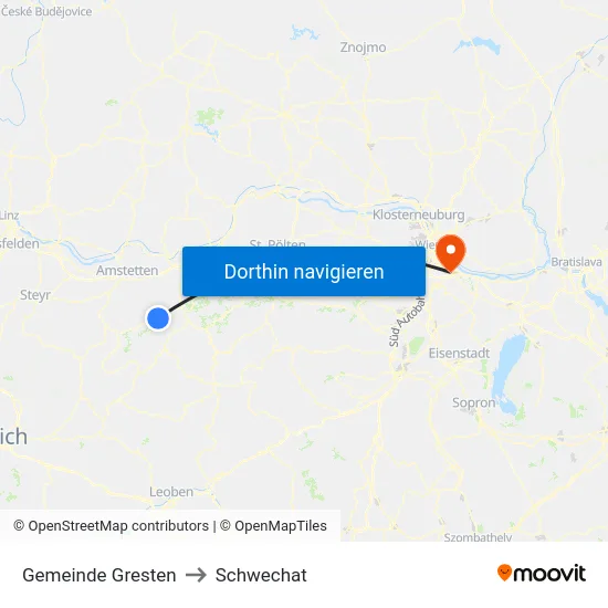 Gemeinde Gresten to Schwechat map