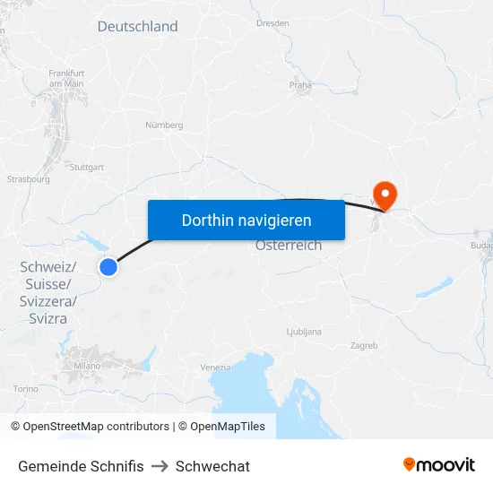 Gemeinde Schnifis to Schwechat map