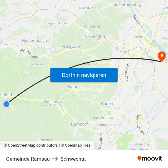 Gemeinde Ramsau to Schwechat map