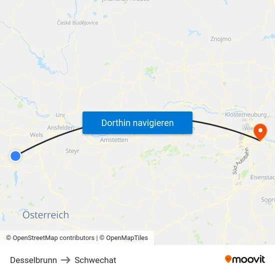 Desselbrunn to Schwechat map