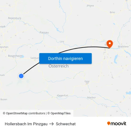Hollersbach Im Pinzgau to Schwechat map