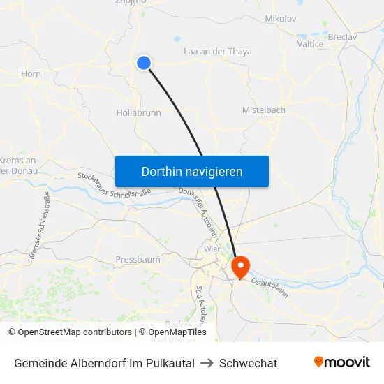 Gemeinde Alberndorf Im Pulkautal to Schwechat map