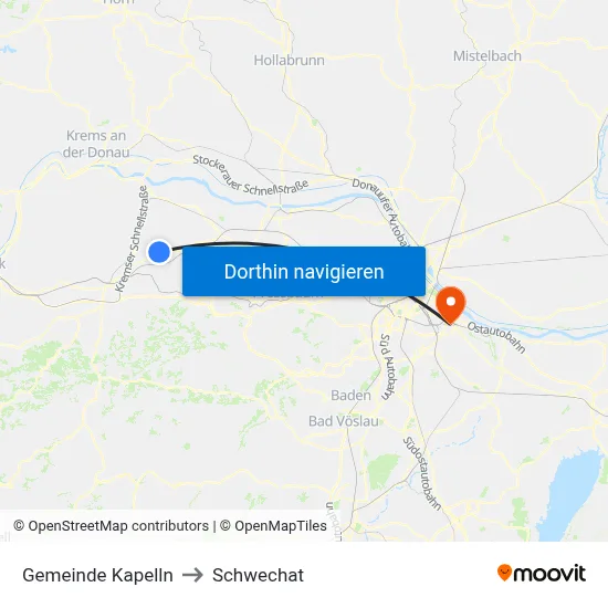 Gemeinde Kapelln to Schwechat map