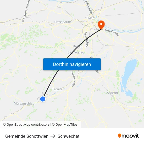 Gemeinde Schottwien to Schwechat map