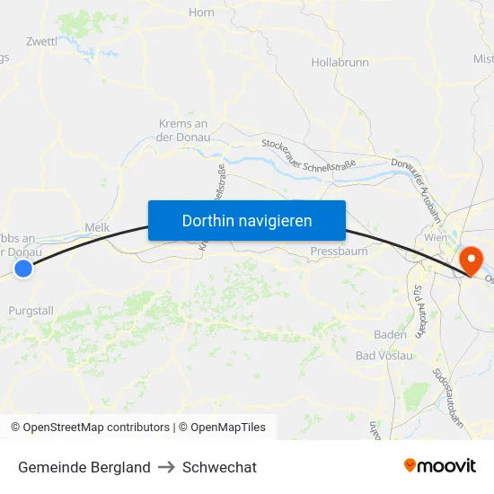 Gemeinde Bergland to Schwechat map