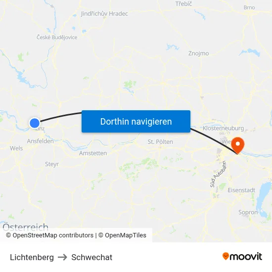 Lichtenberg to Schwechat map
