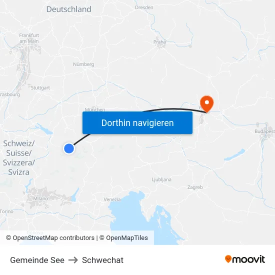 Gemeinde See to Schwechat map