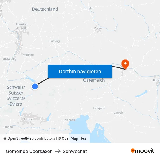 Gemeinde Übersaxen to Schwechat map