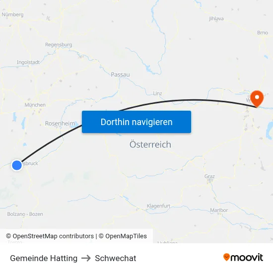 Gemeinde Hatting to Schwechat map