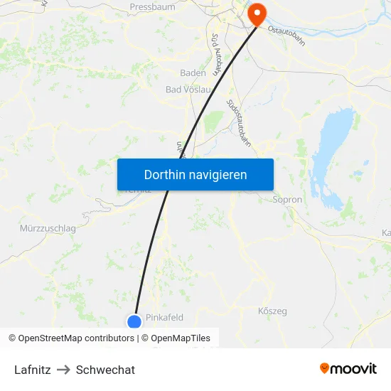 Lafnitz to Schwechat map