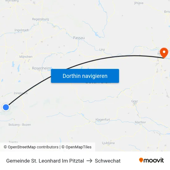 Gemeinde St. Leonhard Im Pitztal to Schwechat map