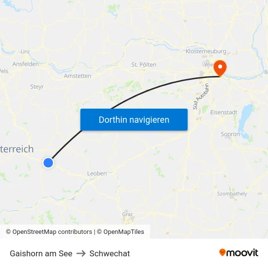 Gaishorn am See to Schwechat map