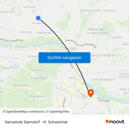 Gemeinde Sierndorf to Schwechat map