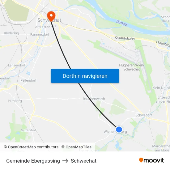 Gemeinde Ebergassing to Schwechat map