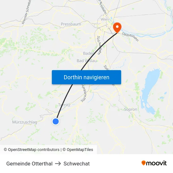 Gemeinde Otterthal to Schwechat map