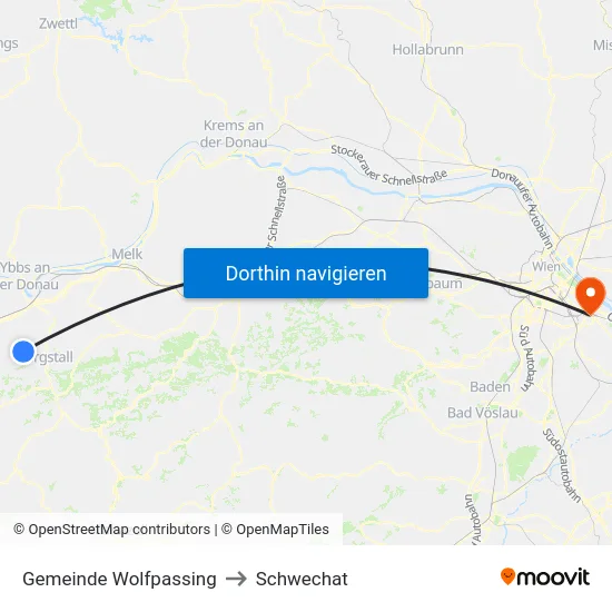 Gemeinde Wolfpassing to Schwechat map