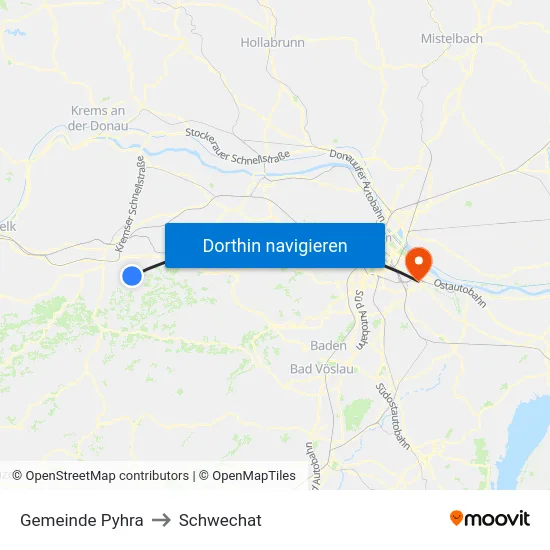 Gemeinde Pyhra to Schwechat map