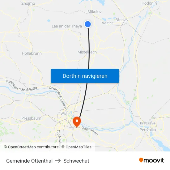 Gemeinde Ottenthal to Schwechat map