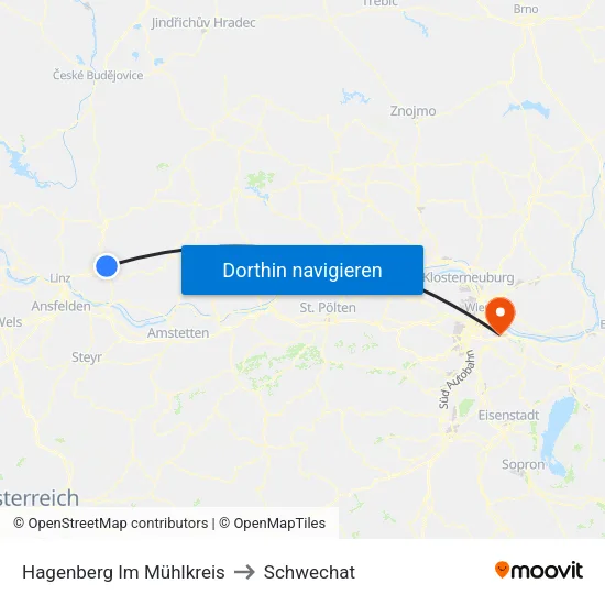 Hagenberg Im Mühlkreis to Schwechat map
