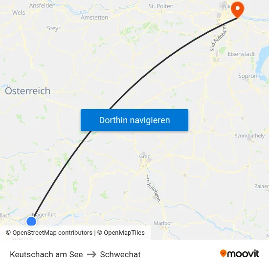 Keutschach am See to Schwechat map