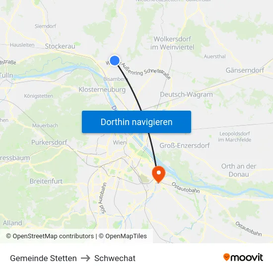 Gemeinde Stetten to Schwechat map
