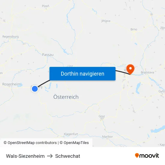 Wals-Siezenheim to Schwechat map