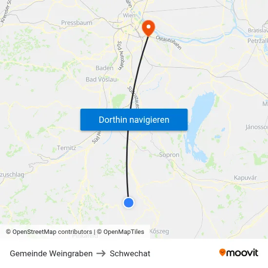 Gemeinde Weingraben to Schwechat map