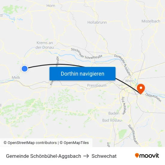 Gemeinde Schönbühel-Aggsbach to Schwechat map