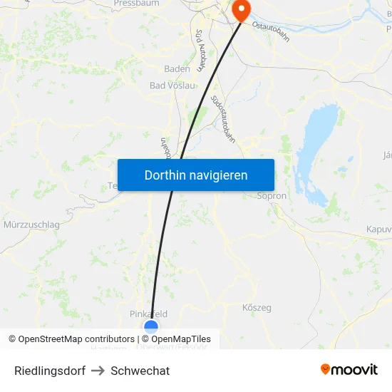Riedlingsdorf to Schwechat map